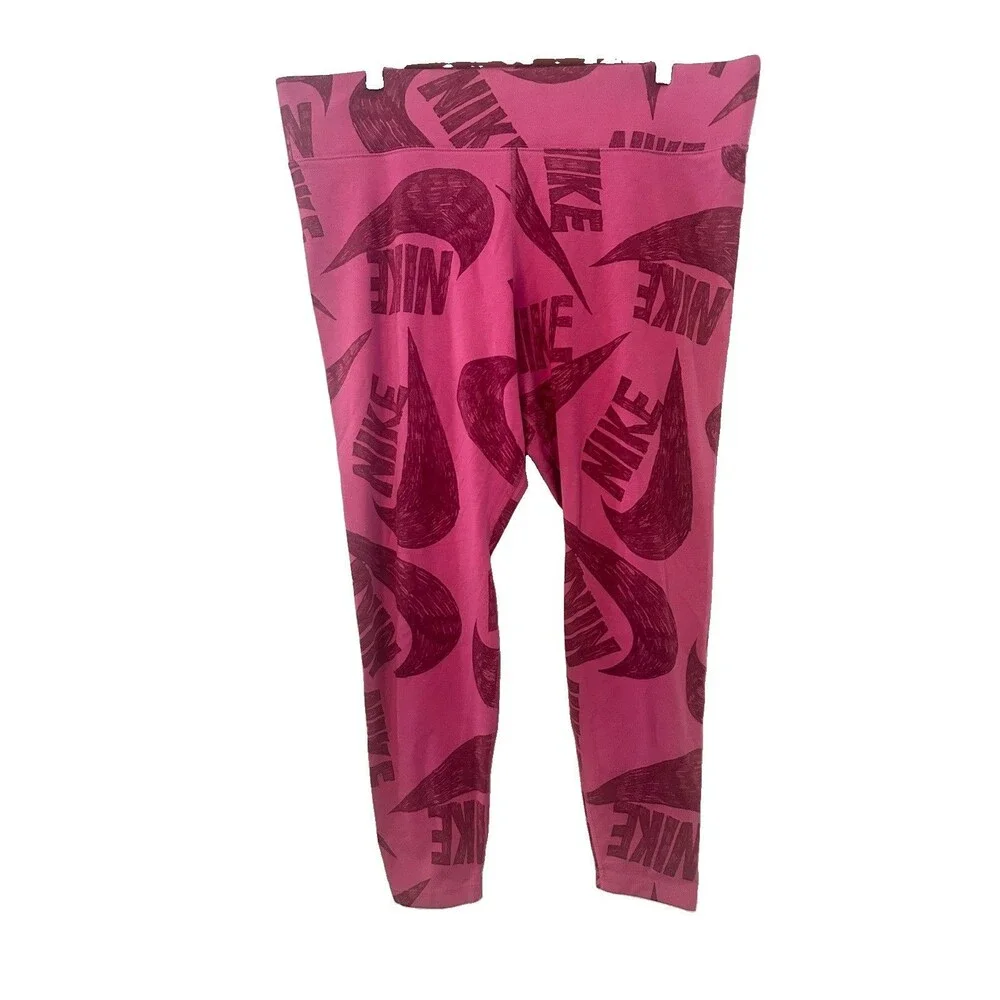 Nike Logo All Over Print Clash Legging Athletic Cosmic Pink Women’s Size 2XL